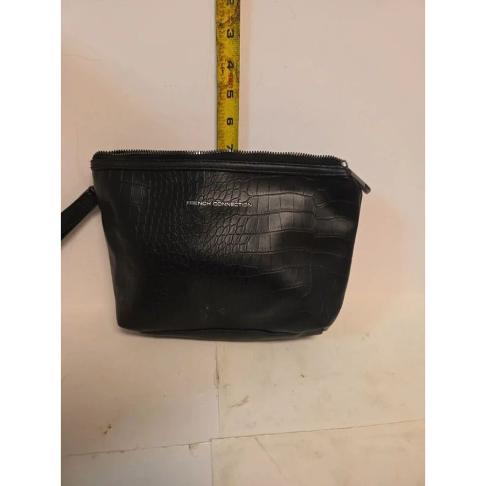 French Connection Black Faux Croc Makeup Bag